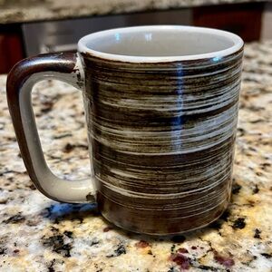 Rustic Brown Striped Wood Grain Stoneware Mug